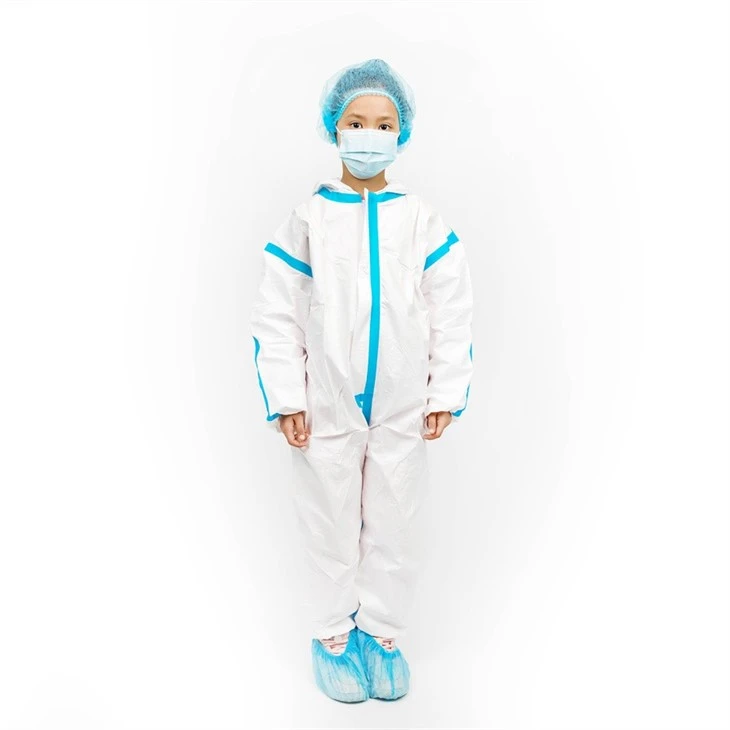Disposable medical coverall with blue tapes 2