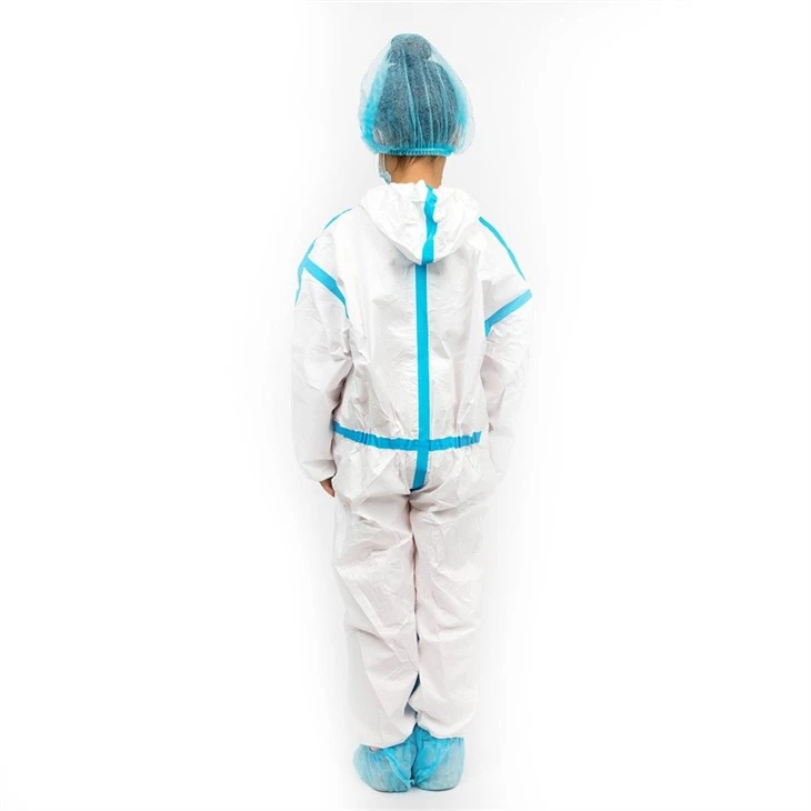 Disposable medical coverall with blue tapes 5