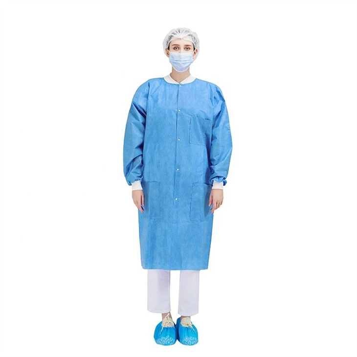 blue disposable lab coats